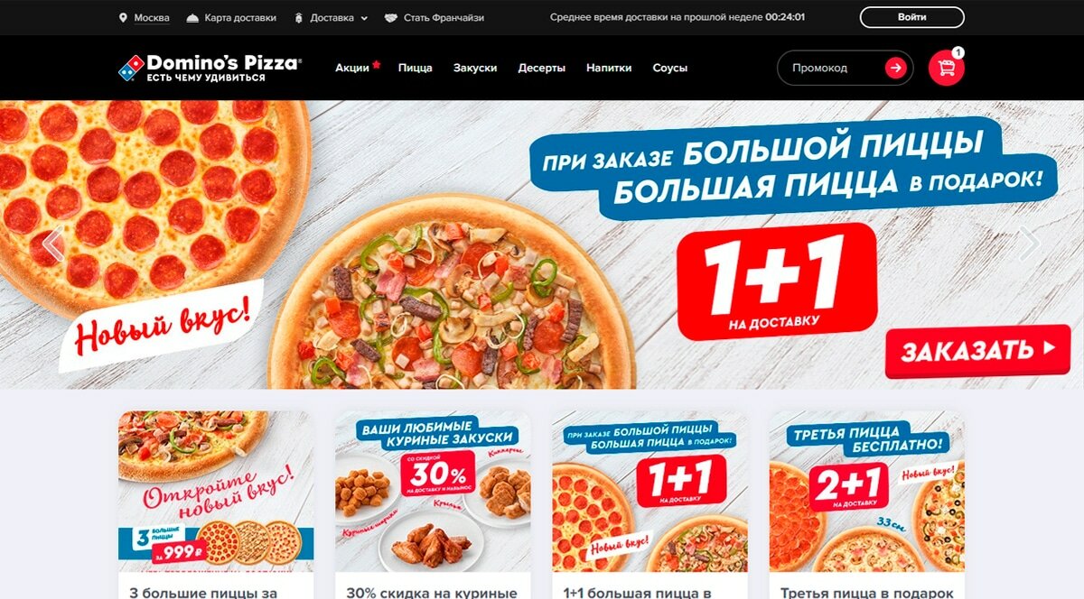 Информация о доставке пиццы Domino's Pizza